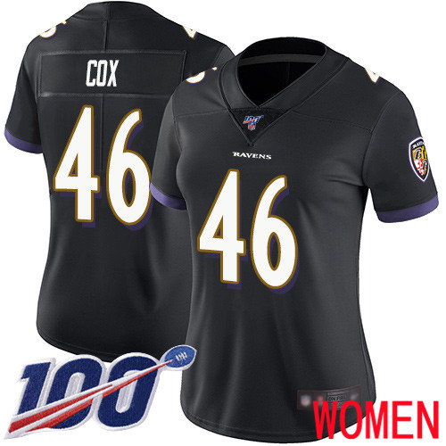 Baltimore Ravens Limited Black Women Morgan Cox Alternate Jersey NFL Football #46 100th Season Vapor Untouchable